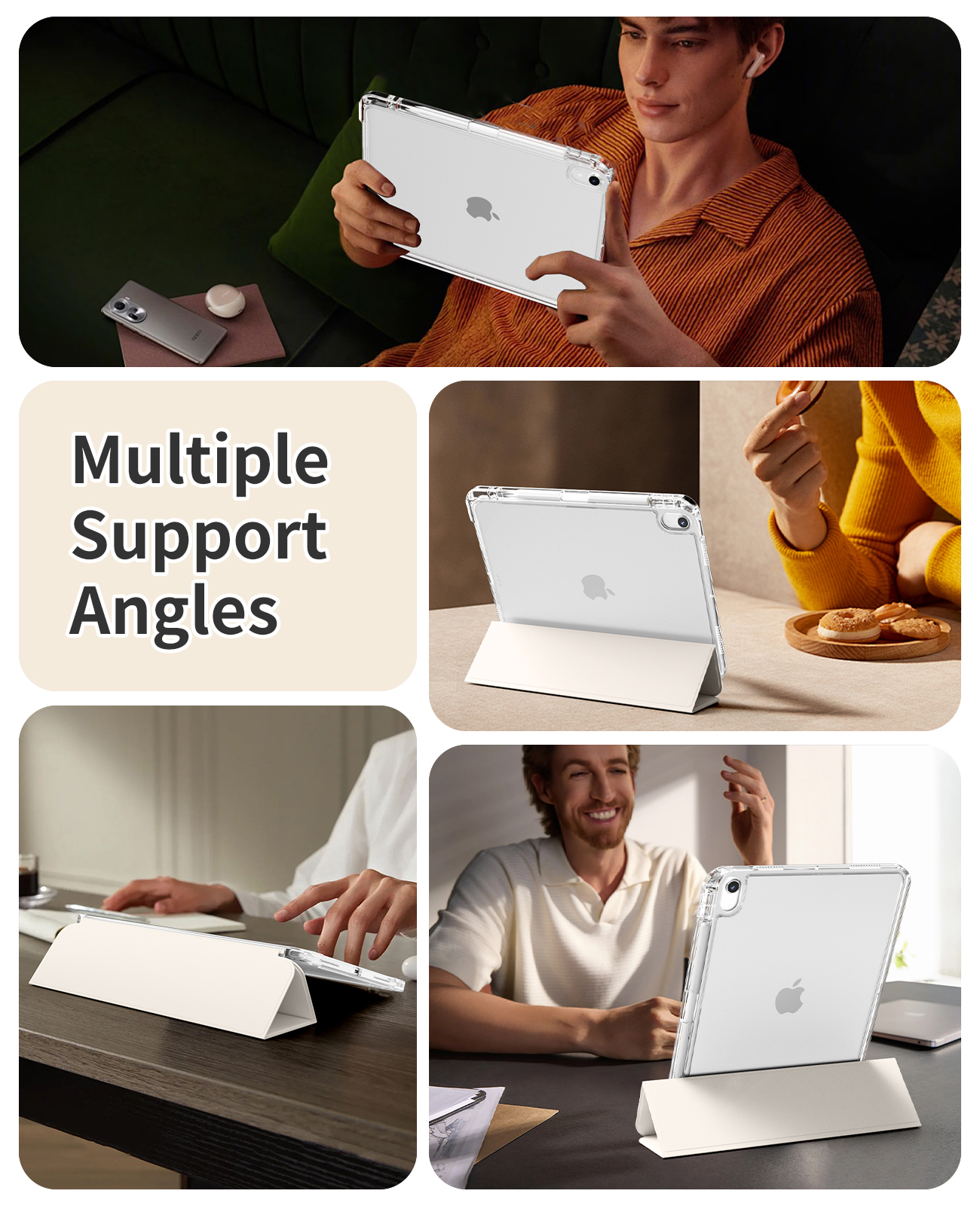 MLTIX MZH3 可拆卸插槽式 iPad Pro 13 吋 (第 7 代,2024,M4) 含筆槽透明被蓋保護殼, 淺綠色