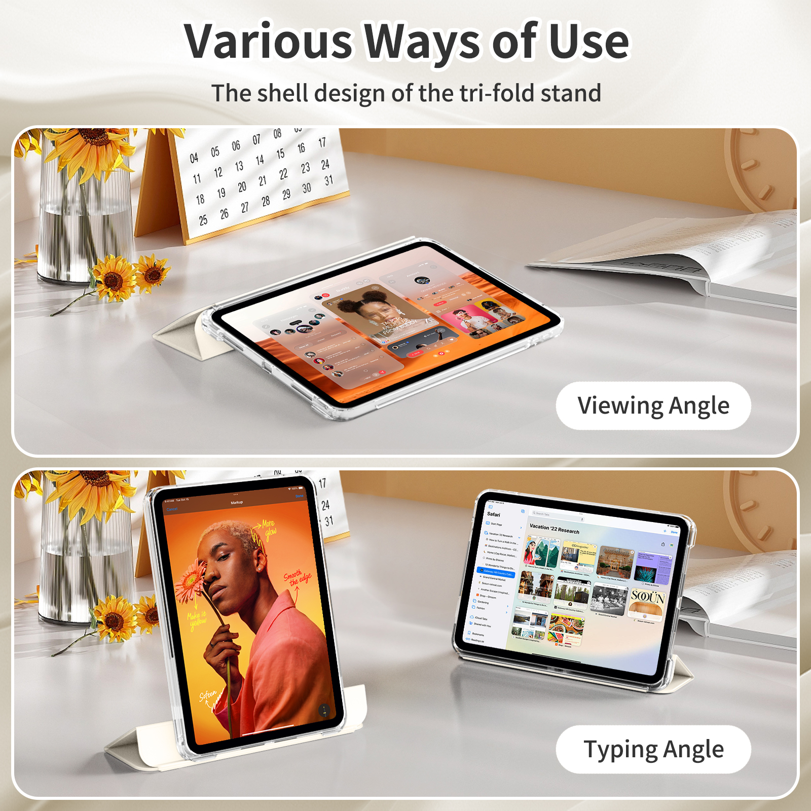 MLTIX MZH3 可拆卸插槽式 iPad 10.9 吋 (第 10 代,2022) 軟邊透明被蓋保護殼, 淺綠色
