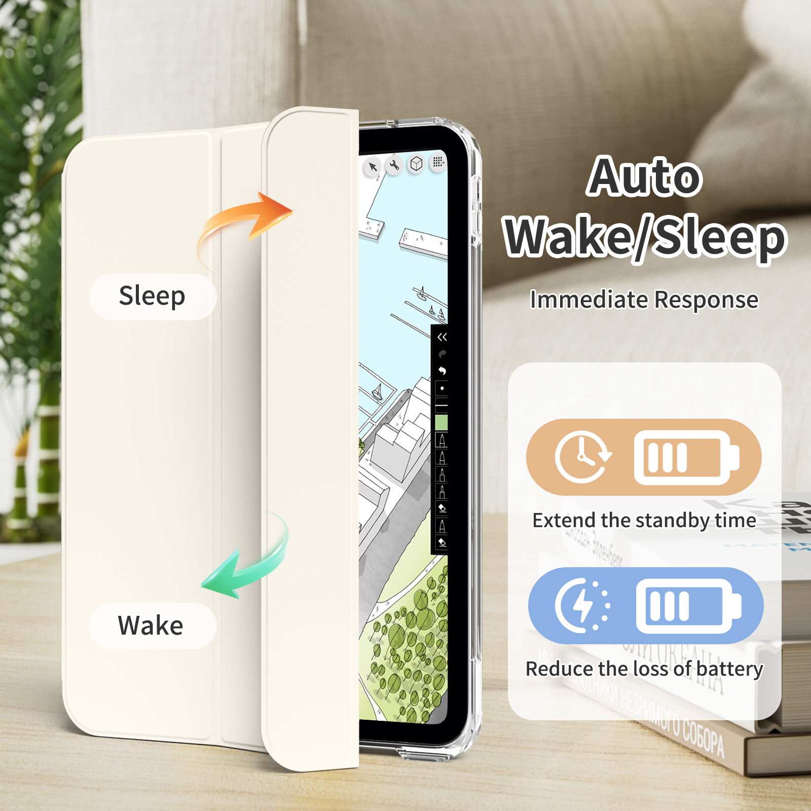 MLTIX MZH3 可拆卸插槽式 iPad 10.9 吋 (第 10 代,2022) 軟邊透明被蓋保護殼, 淺綠色
