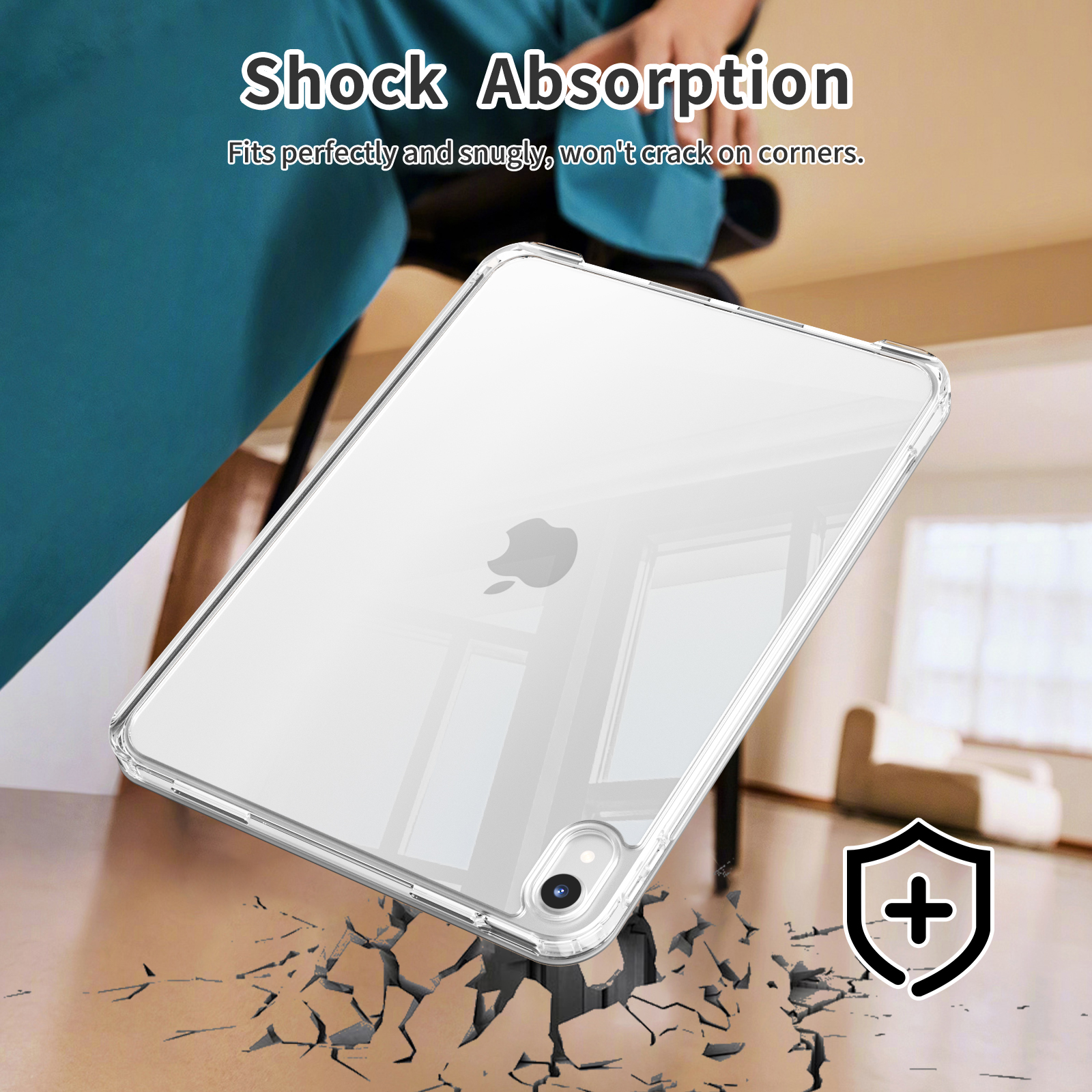 MLTIX MZH3 可拆卸插槽式 iPad 10.9 吋 (第 10 代,2022) 軟邊透明被蓋保護殼, 淺綠色