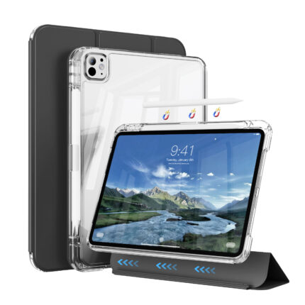 MLTIX MZH3 可拆卸插槽式 iPad Air 11 吋 (第 6 代，2024，M2) 含筆槽透明被蓋保護殼, 黑
