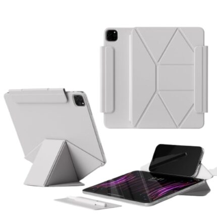 MLTIX MS3 磁吸式梯形 iPad Air 11 吋 (第 6 代，2024，M2) 多折法雙面夾保護殼, 霧灰