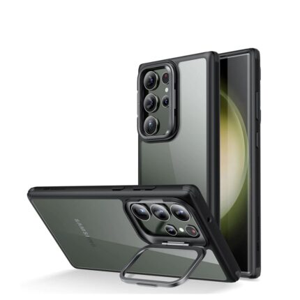 ESR 億色 巧匯系列 Galaxy S23 Ultra 6.8 吋 (2023) 鏡頭支架款軍規手機殼, 黑邊剔透白