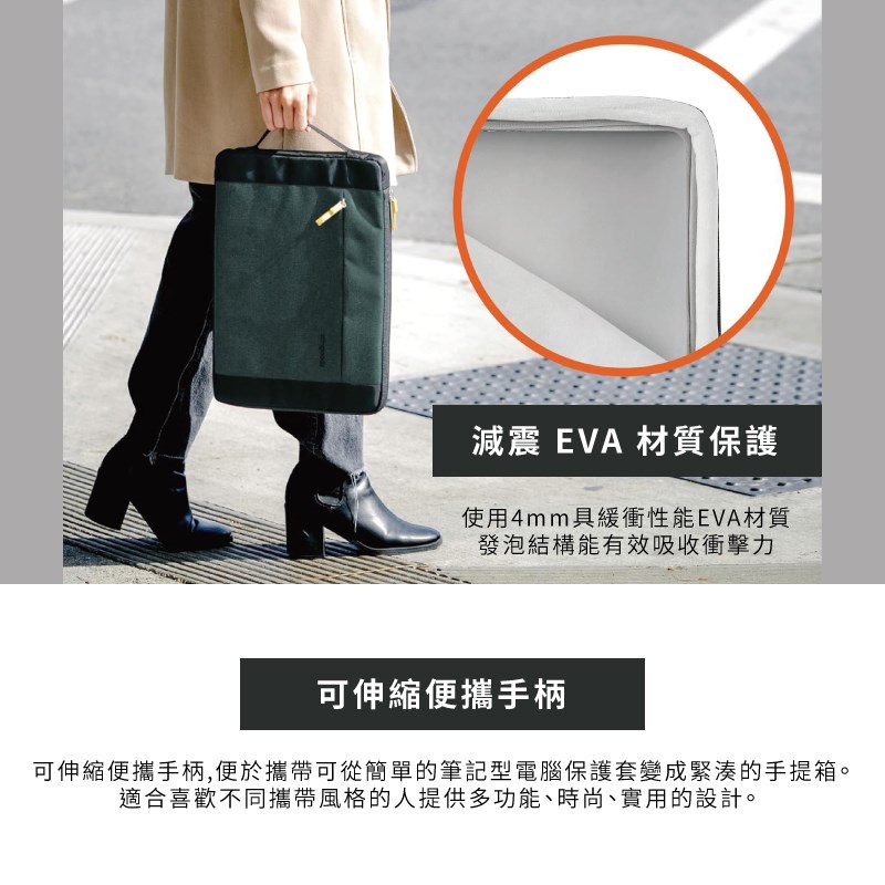 STM Kin sleeve 16吋包 筆電內襯包, 黑灰色