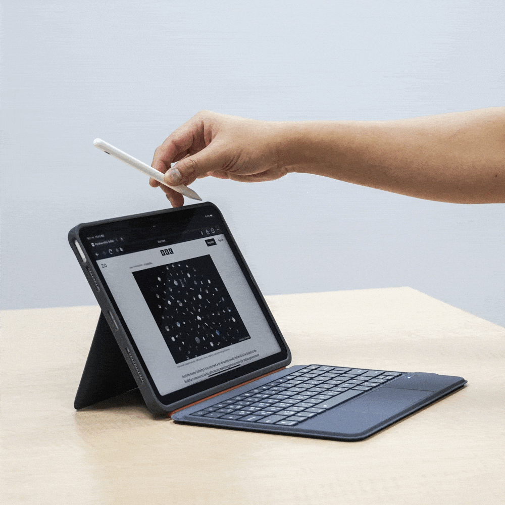 MLTIX MCK Pro 可直立抗彎曲 iPad Air 13 吋 (第 3 代,2026,M4) 可拆式防摔鍵盤保護殼 - 繁體, 霧灰