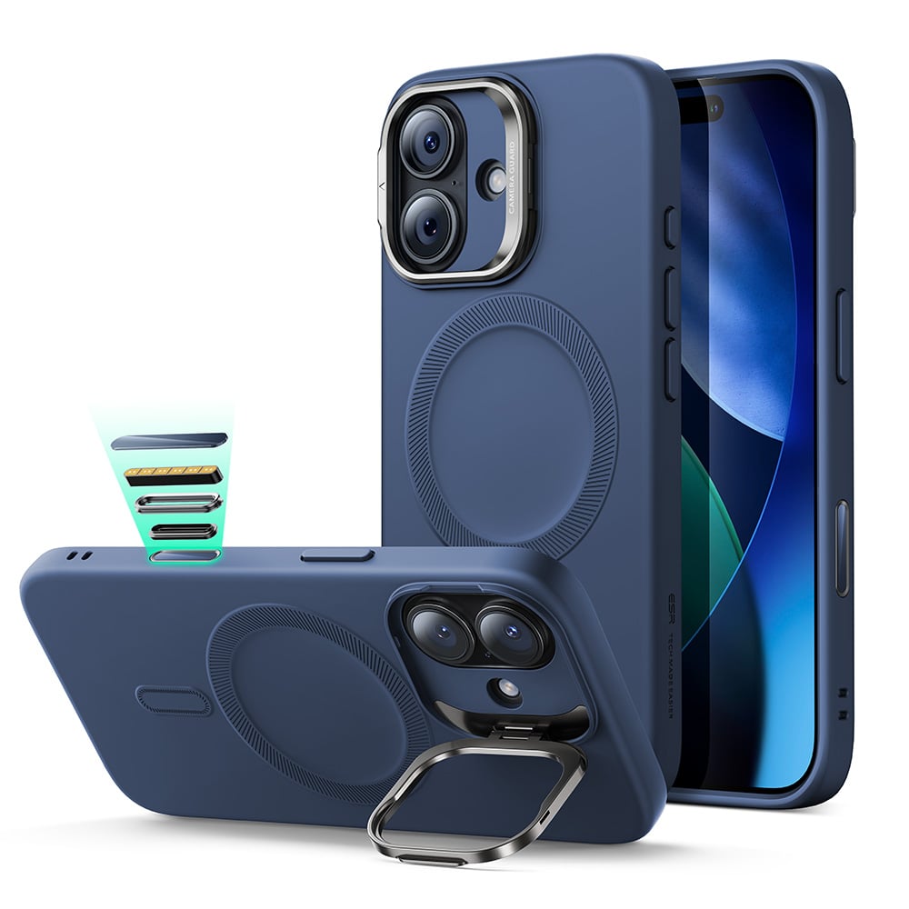17-海軍藍-2 ESR 億色 磁吸悅色系列 iPhone 17 (6.3 吋,2025) 鏡頭支架手機保護殼 ( 按鍵款 ), 海軍藍:圖片 1