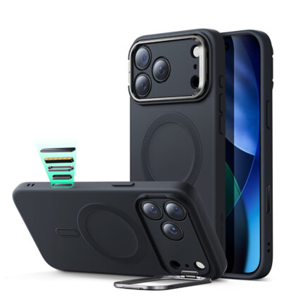 ESR 億色 磁吸悅色系列 iPhone 17 Pro (6.3 吋，2025) 鏡頭支架手機保護殼 ( 按鍵款 ), 黑