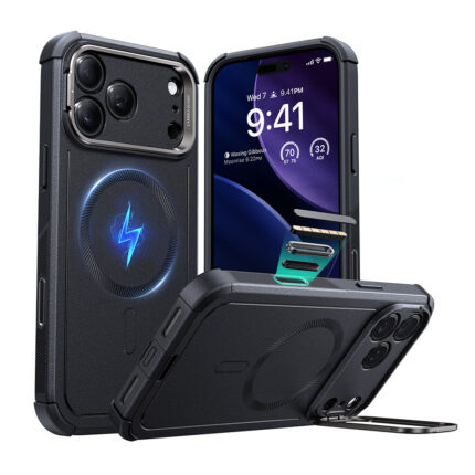 ESR 億色 磁吸鐵甲系列 iPhone 17 Pro (6.3 吋，2025) 鏡頭支架手機保護殼 ( 按鍵款 ), 黑