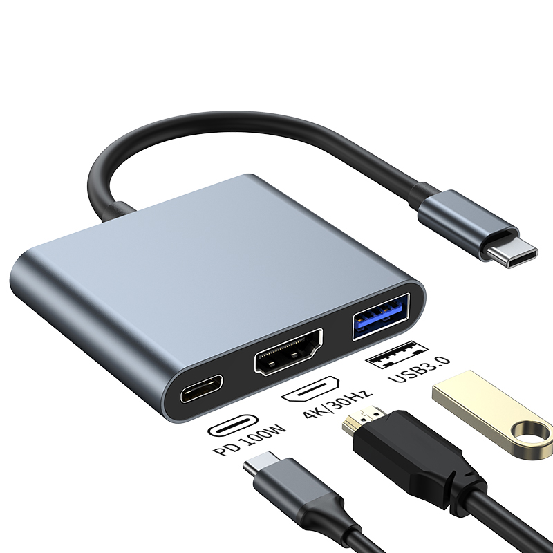 MLTIX 三合一 多功能 支援 USB-C Hub-2005 集線器, 銀色