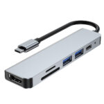 MLTIX 六合一 多功能 支援 USB-C Hub-2010 集線器, 銀色