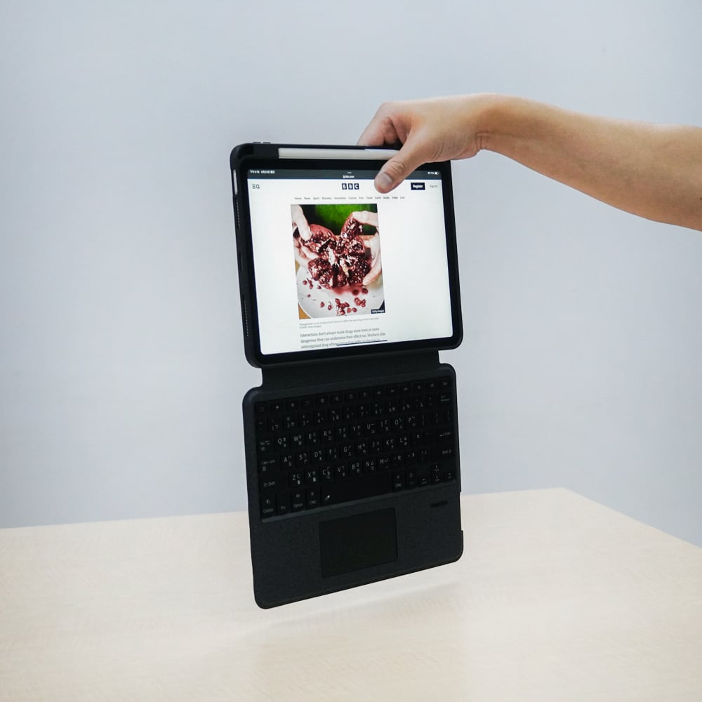 MLTIX 可直立多角度 iPad Pro 11 吋 (第 5 代,2024,M4) 含筆槽可拆式鍵盤保護殼 - 繁體, 白