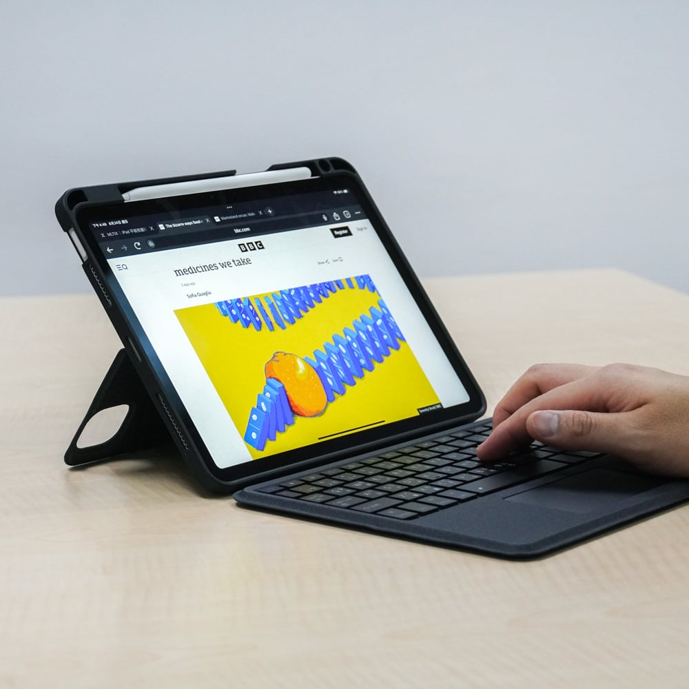 MLTIX 可直立多角度 iPad Pro 11 吋 (第 5 代,2024,M4) 含筆槽可拆式鍵盤保護殼 - 繁體, 白