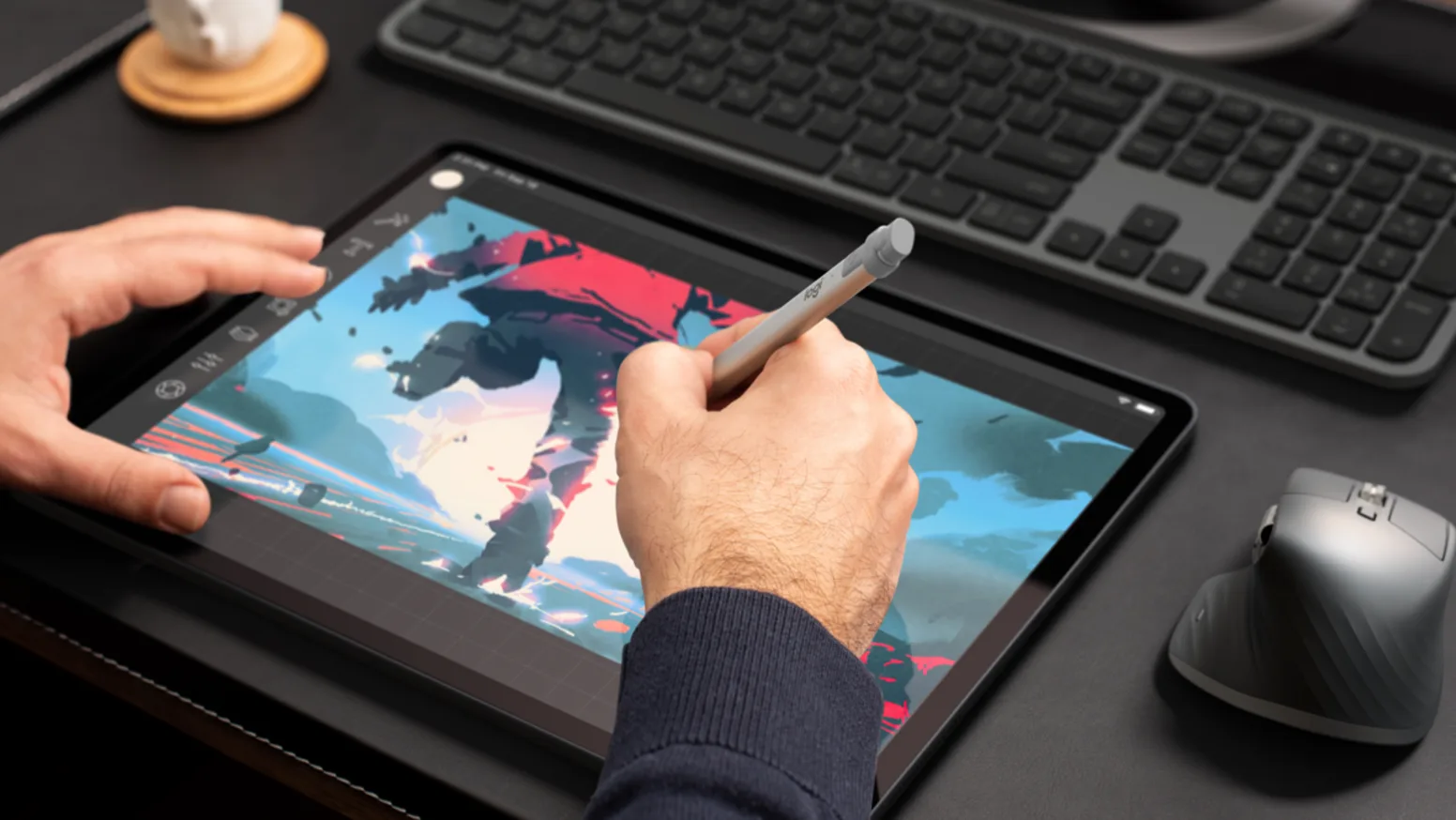 Logitech Crayon 2018 ~ 2026 年間的 iPad (不含 mini 7) iPad 多功能數位筆( 教育版 ), 橘