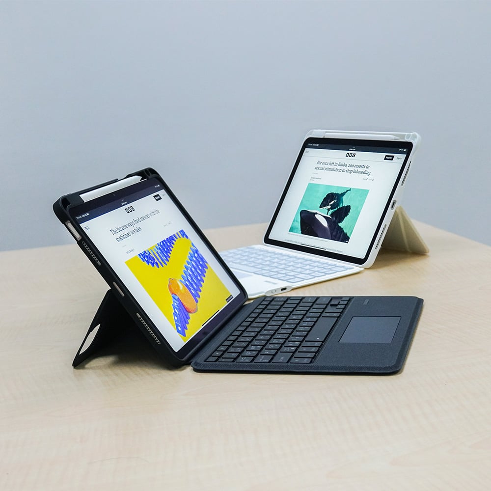 MLTIX 可直立多角度 iPad Pro 11 吋 (第 5 代,2024,M4) 含筆槽可拆式鍵盤保護殼 - 繁體, 白