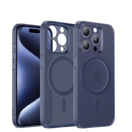 ESR 億色 HaloLock 零感系列 iPhone 15 Pro (6.1 吋，2023) 鏡頭全包款手機保護殼, 磨砂半透深藍