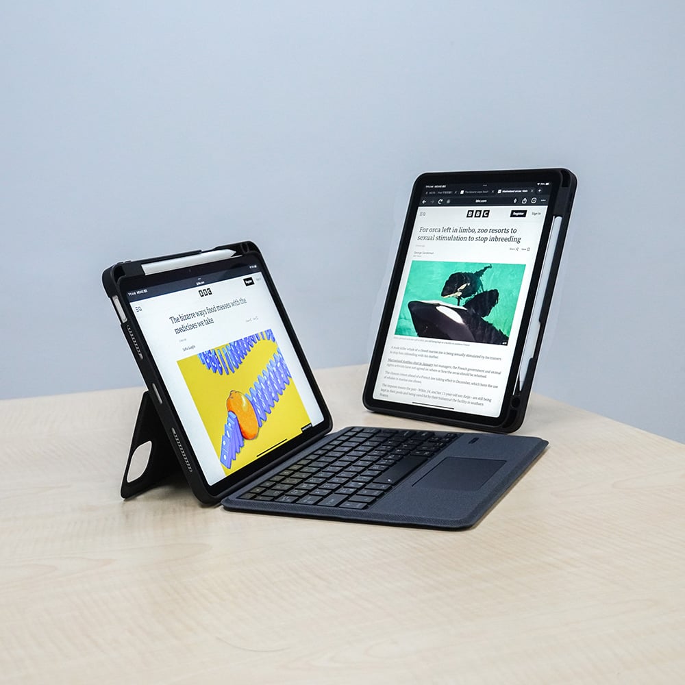 MLTIX 可直立多角度 iPad Pro 11 吋 (第 5 代,2024,M4) 含筆槽可拆式鍵盤保護殼 - 繁體, 白