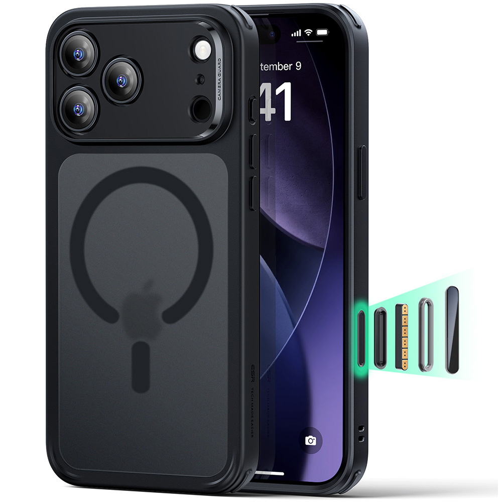 黑邊半透黑-3 ESR 億色 磁吸巧匯系列 iPhone 17 Pro (6.3 吋,2025) 手機保護殼 ( 按鍵款 ), 黑邊半透黑:圖片 1