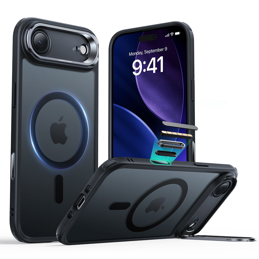 黑邊半透黑-3 ESR 億色 磁吸巧匯系列 iPhone 17 Air (6.5 吋,2025) 鏡頭支架手機保護殼 ( 按鍵款 ), 黑邊半透黑:圖片 1