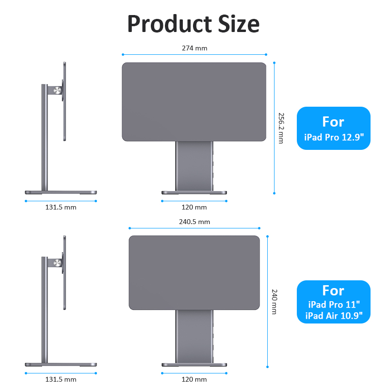 MLTIX 多工 Hub USB-C iPad Pro 12.9 吋 (第 6 代,2022,M2) 磁吸式桌面站立支架, 太空灰