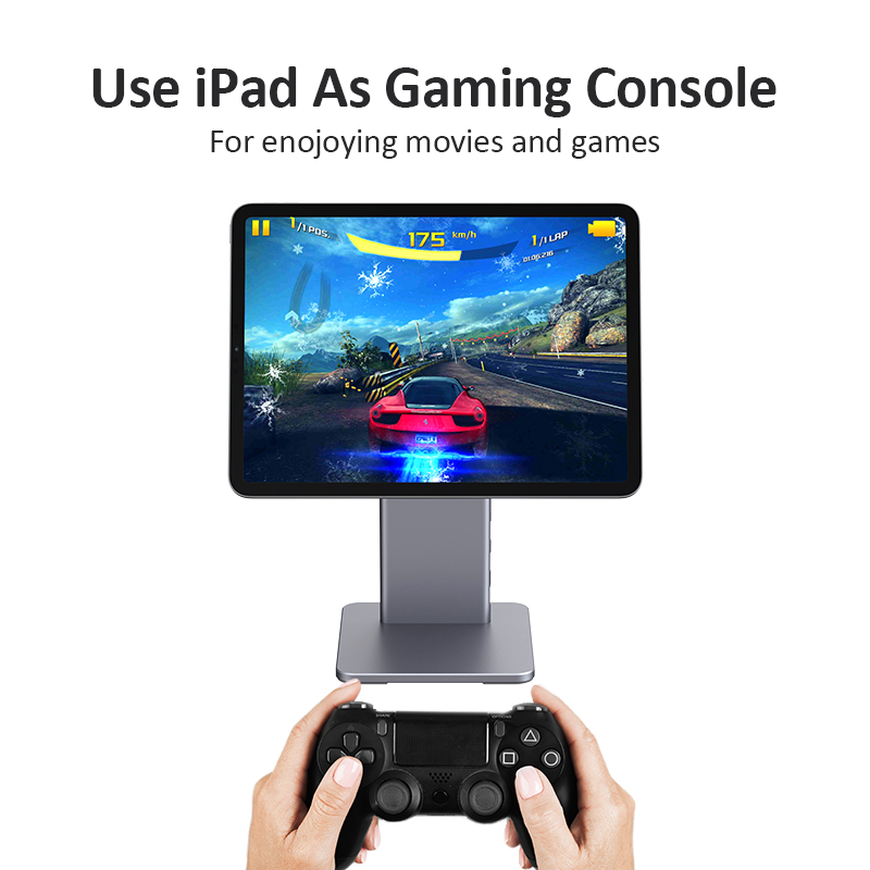 MLTIX 多工 Hub USB-C iPad Pro 12.9 吋 (第 6 代,2022,M2) 磁吸式桌面站立支架, 太空灰