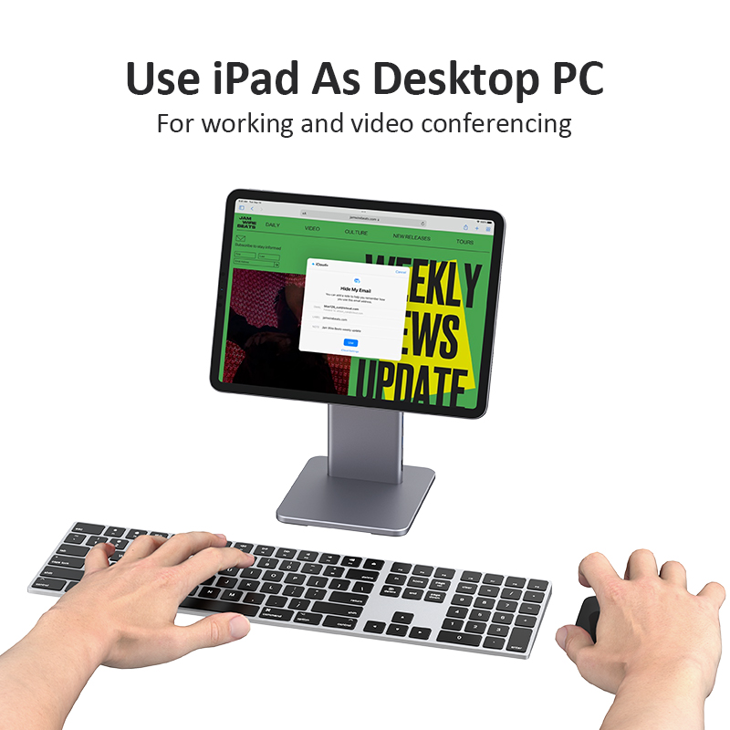 MLTIX 多工 Hub USB-C iPad Pro 12.9 吋 (第 6 代,2022,M2) 磁吸式桌面站立支架, 太空灰