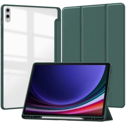MLTIX 三折筆槽款 Galaxy Tab S11 (11 吋，2025) 透明背版保護殼, 綠