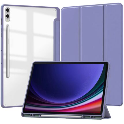 MLTIX 三折筆槽款 Galaxy Tab S9 FE (10.9 吋，2023) 透明背版保護殼, 阿拉斯加藍