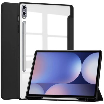 MLTIX 三折筆槽款 Galaxy Tab S10 Lite (10.9 吋，2025) 透明背版保護殼, 黑