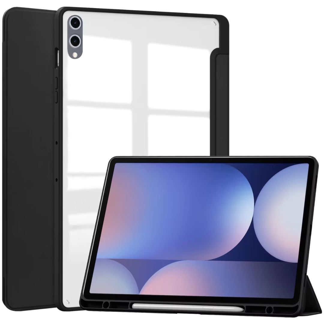 你的段落文字 - 1 MLTIX 三折筆槽款 Galaxy Tab S11 (11 吋,2025) 透明背版保護殼, 黑:圖片 1