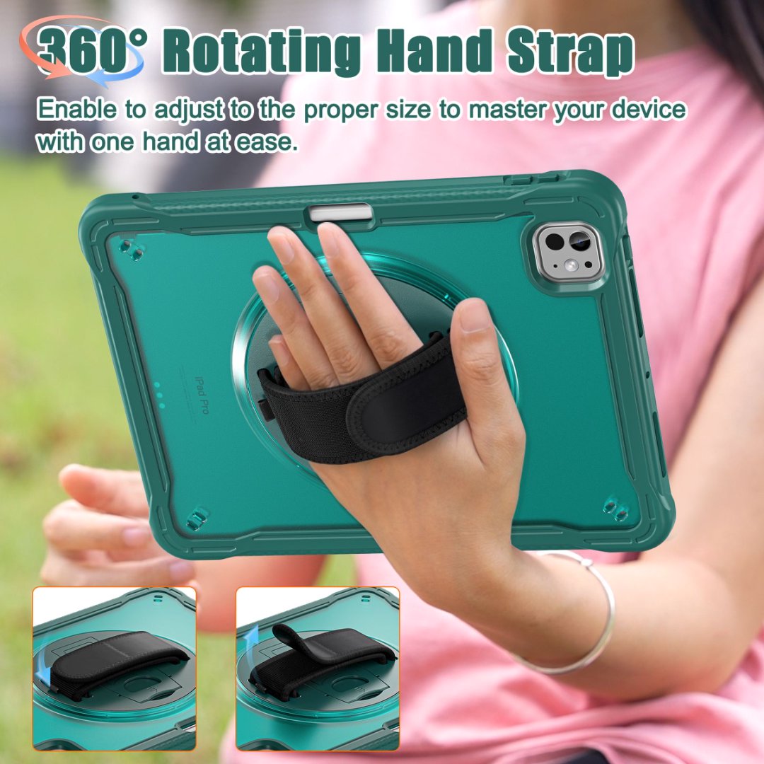 MLTIX MA Transparent 手持款 iPad Air 10.9 吋 (第 4 代,2020) 含筆槽含肩帶保護殼, 卡其