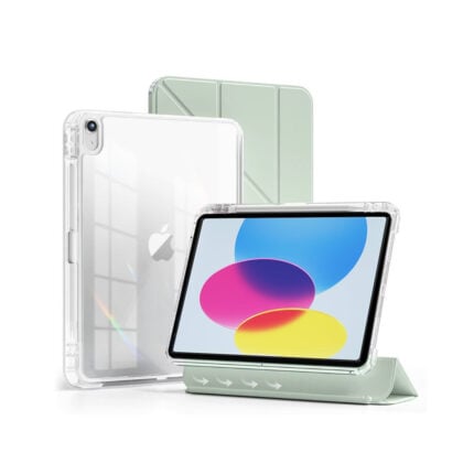 MLTIX MZH 可拆卸滑軌 iPad 11 吋 (第 11 代，2025，A16) 多角度含筆槽透明背蓋保護殼, 淺綠色