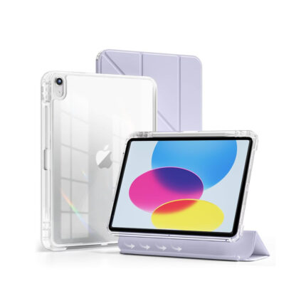 MLTIX MZH 可拆卸滑軌 iPad 10.9 吋 (第 10 代，2022) 多角度含筆槽透明背蓋保護殼, 紫