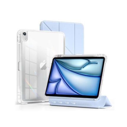 MLTIX MZH 可拆卸滑軌 iPad Pro 12.9 吋 (第 5 代，2021，M1) 多角度含筆槽透明背蓋保護殼, 冰藍