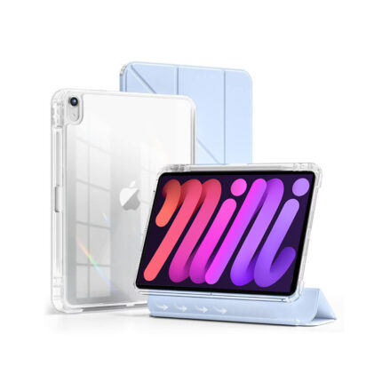 MLTIX MZH 可拆卸滑軌 iPad mini 8.3 吋 (第 7 代，2024，A17 Pro) 多角度含筆槽透明背蓋保護殼, 冰藍