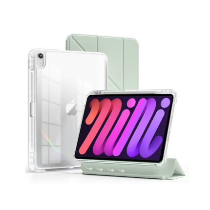 MLTIX MZH 可拆卸滑軌 iPad mini 8.3 吋 (第 6 代，2021) 多角度含筆槽透明背蓋保護殼, 淺綠色
