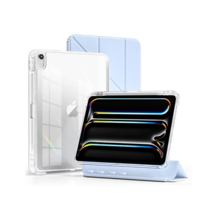 MLTIX MZH 可拆卸滑軌 iPad Pro 13 吋 (第 8 代，2025，M5) 多角度含筆槽透明背蓋保護殼, 冰藍