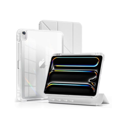 MLTIX MZH 可拆卸滑軌 iPad Pro 13 吋 (第 7 代，2024，M4) 多角度含筆槽透明背蓋保護殼, 淺灰