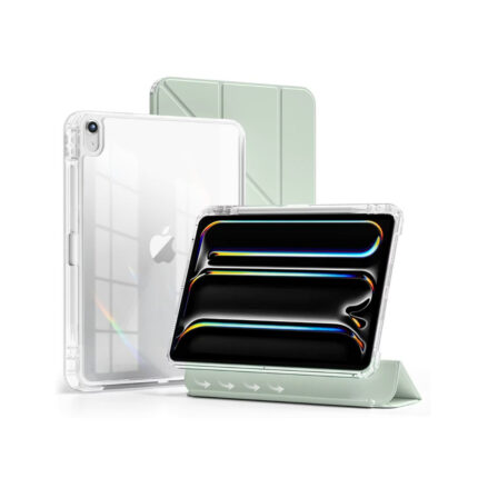 MLTIX MZH 可拆卸滑軌 iPad Pro 11 吋 (第 6 代，2025，M5) 多角度含筆槽透明背蓋保護殼, 淺綠色
