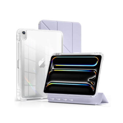 MLTIX MZH 可拆卸滑軌 iPad Pro 11 吋 (第 6 代，2025，M5) 多角度含筆槽透明背蓋保護殼, 紫