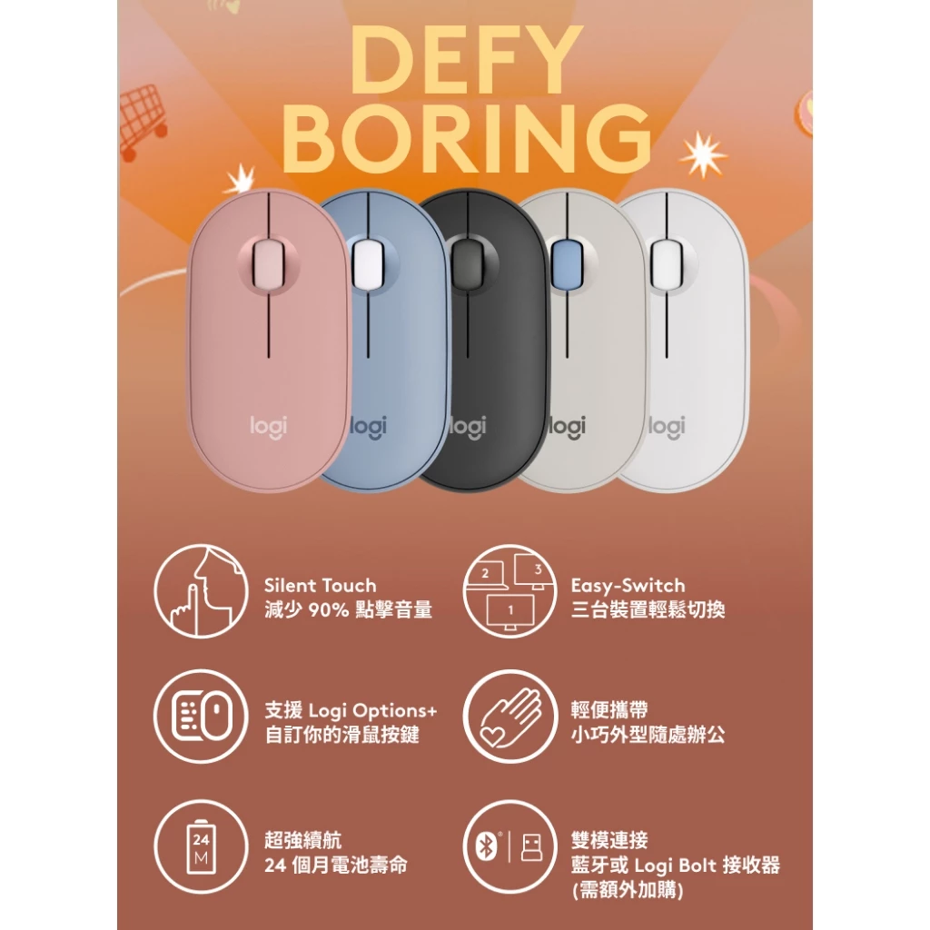 Logitech 羅技 PEBBLE M350S 藍牙無線滑鼠 藍牙滑鼠, 黑