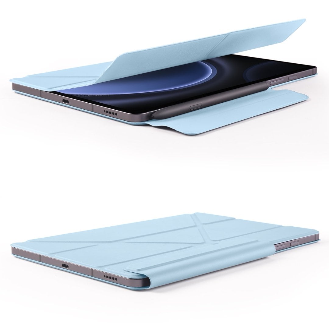 MLTIX 磁扣款 磁吸分離 Galaxy Tab S10 FE+ (13.1 吋,2025) Y折雙面夾保護殼, 冰藍