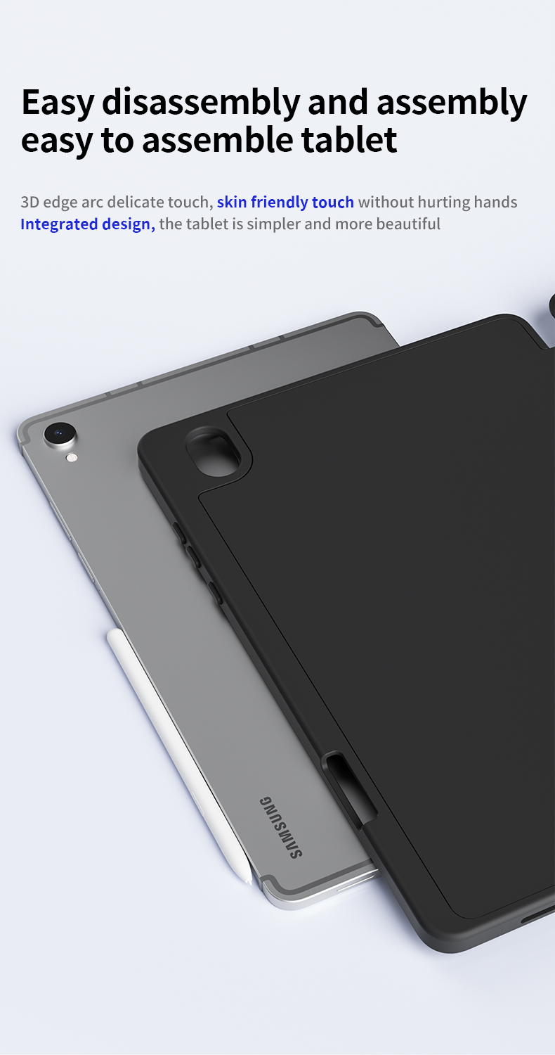 MLTIX 掀蓋磁吸 三折 Galaxy Tab S11 (11 吋,2025) 素色含筆槽保護殼, 粉