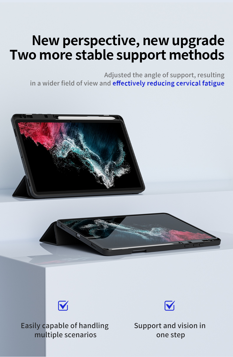 MLTIX 掀蓋磁吸 三折 Galaxy Tab S11 (11 吋,2025) 素色含筆槽保護殼, 粉