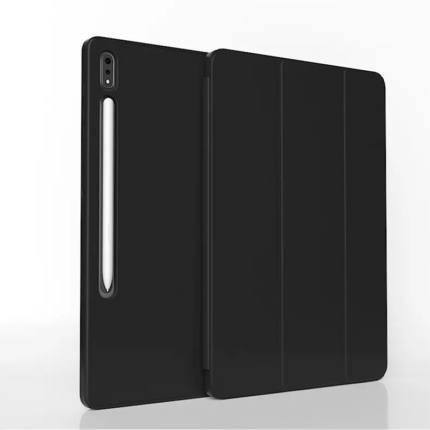 MLTIX 掀蓋磁吸 三折 Galaxy Tab S7 FE (12.4 吋，2021) 素色含筆槽保護殼, 黑