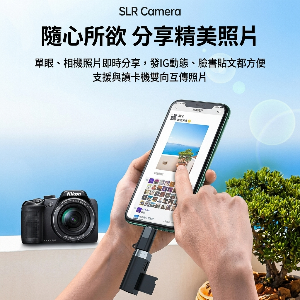 MLTIX USB-C to Lightning OTG 手機 / 平板 專用多功能轉接頭 (隨身碟、鍵盤、滑鼠), 太空灰