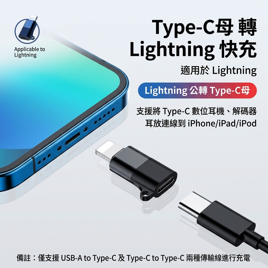 MLTIX USB-C to Lightning OTG 手機 / 平板 專用多功能轉接頭 (隨身碟、鍵盤、滑鼠), 太空灰