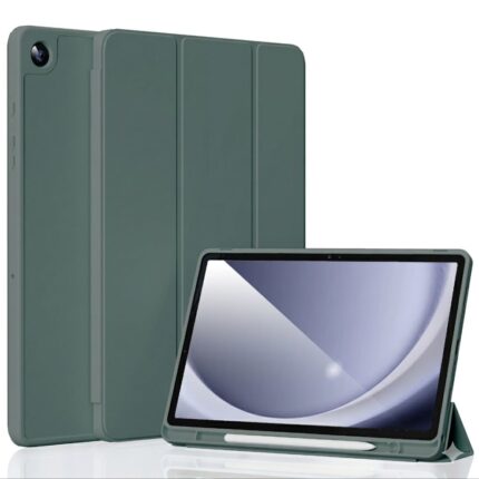 MLTIX 掀蓋磁吸 三折 Galaxy Tab A11+ (11 吋，2025) 素色含筆槽保護殼, 綠