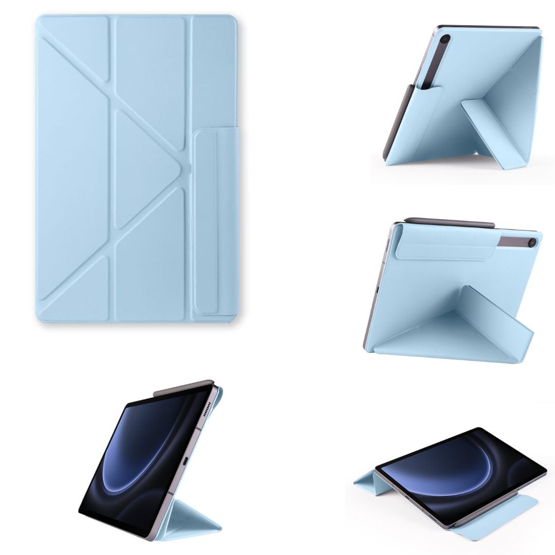 MLTIX 磁扣款 磁吸分離 Galaxy Tab S10 FE+ (13.1 吋,2025) Y折雙面夾保護殼, 冰藍