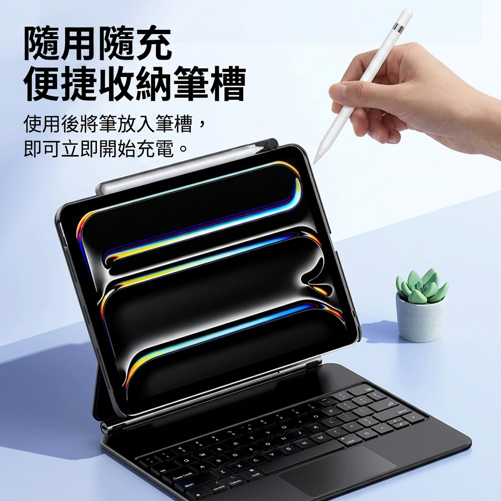 MLTIX 含筆槽磁吸保護殼 iPad Pro 11 吋 (第 6 代,2025,M5) 適用 Apple 巧控鍵盤保護殼 - 本產品不含鍵盤, 黑