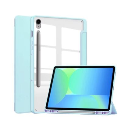 MLTIX 三折筆槽款 Galaxy Tab S10 Lite (10.9 吋，2025) 透明背版保護殼, 天空藍